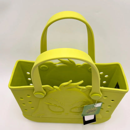 Grinch Green Bogg style Tote Bag Embossed Logo Double Handles
