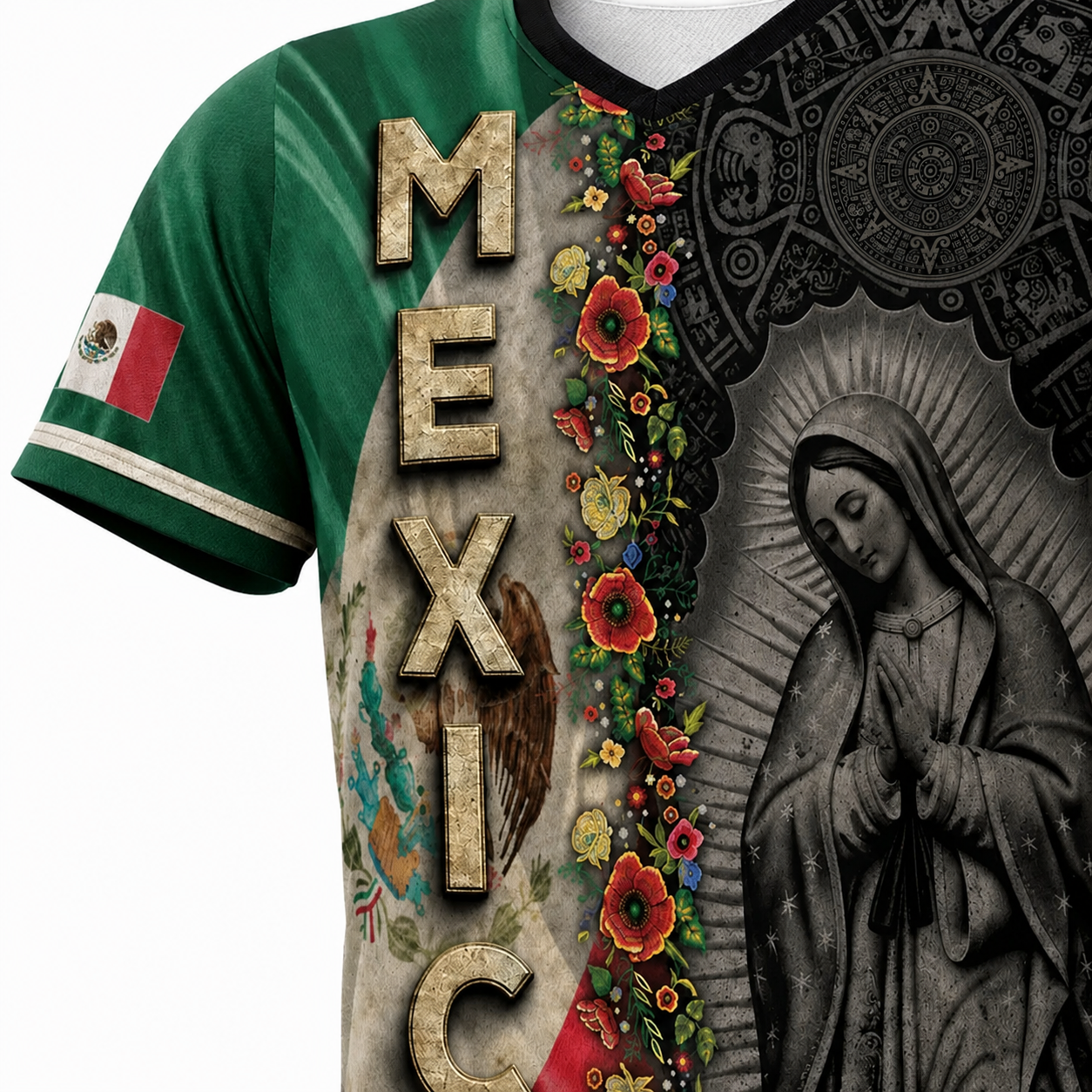 🇲🇽✨ MEN'S MEXICO OUR LADY OF GUADALUPE V-NECK SHIRT