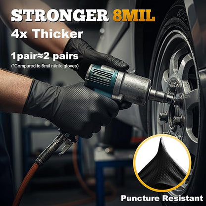 Industrial Black Nitrile Diamond Texture Grip Disposable Gloves