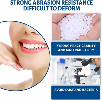 Hot melt adhesive denture beads for temporary restoration of missing or broken teeth | Filling alternatives