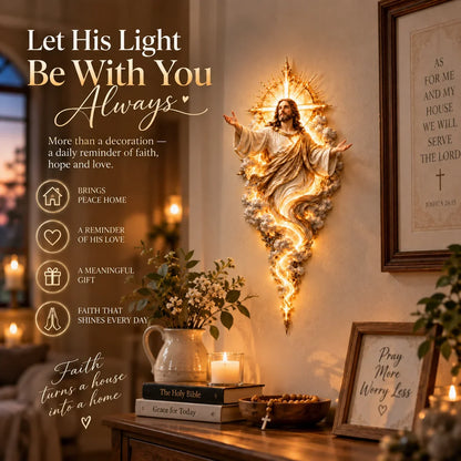 ✝️ Light of the World Jesus Wall Sculpture – A Radiant Symbol of Faith for the Home