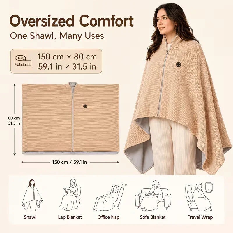 ✨ 50% OFF ENDS TODAY! 🔥 Cozy Heated Wearable Shawl
