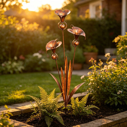 Copper Calla Lily Garden Chime Set – A Peaceful Touch for Flower Lovers 🌿🔔