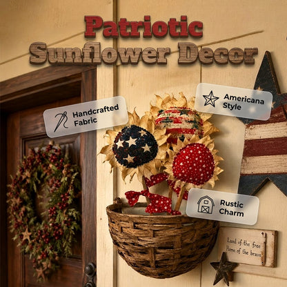 🌻Primitive Americana Flower Picks Set of 3: New Handcrafted Sunflowers☀️☀️
