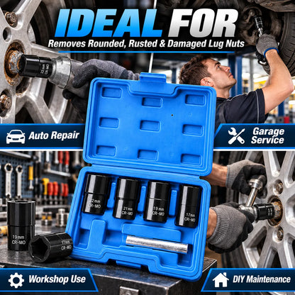 🔩🔧 Damaged Lug Nut Extractor Set — Remove Stripped & Stuck Nuts with Ease!