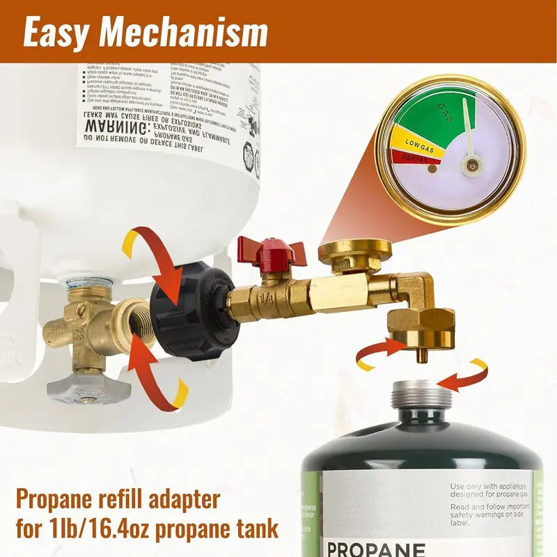 🔥Hot Sale 49% off💰⛽ Propane Refill Adapter with Valve & Gauge