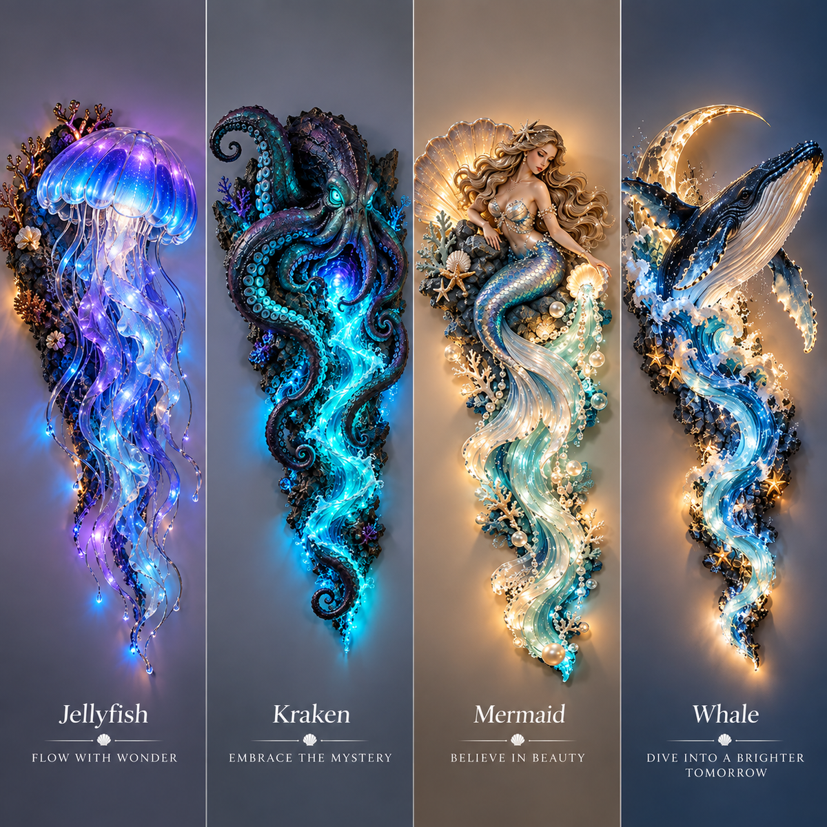 ⏰Limited Stock 50% OFF - 🌊✨ Enchanted Ocean Legends™ Lighted Wall Décor Collection 🐋🧜‍♀️