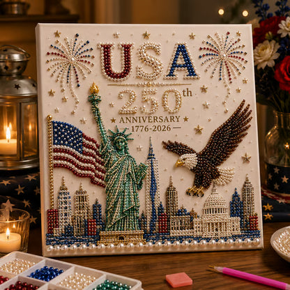 🔥LAST DAY 49% OFF - 🇺🇸 USA 250th Anniversary DIY Pearl Painting Kit ✨❤️‍🔥