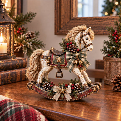 🎠Vintage Christmas Rocking Horse - Rustic Farmhouse Holiday Tabletop Decor