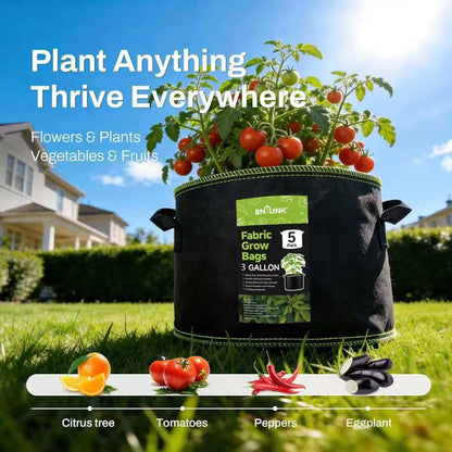 🔥🔥BN-LINK 5-Pack 3 Gallon Grow Bags