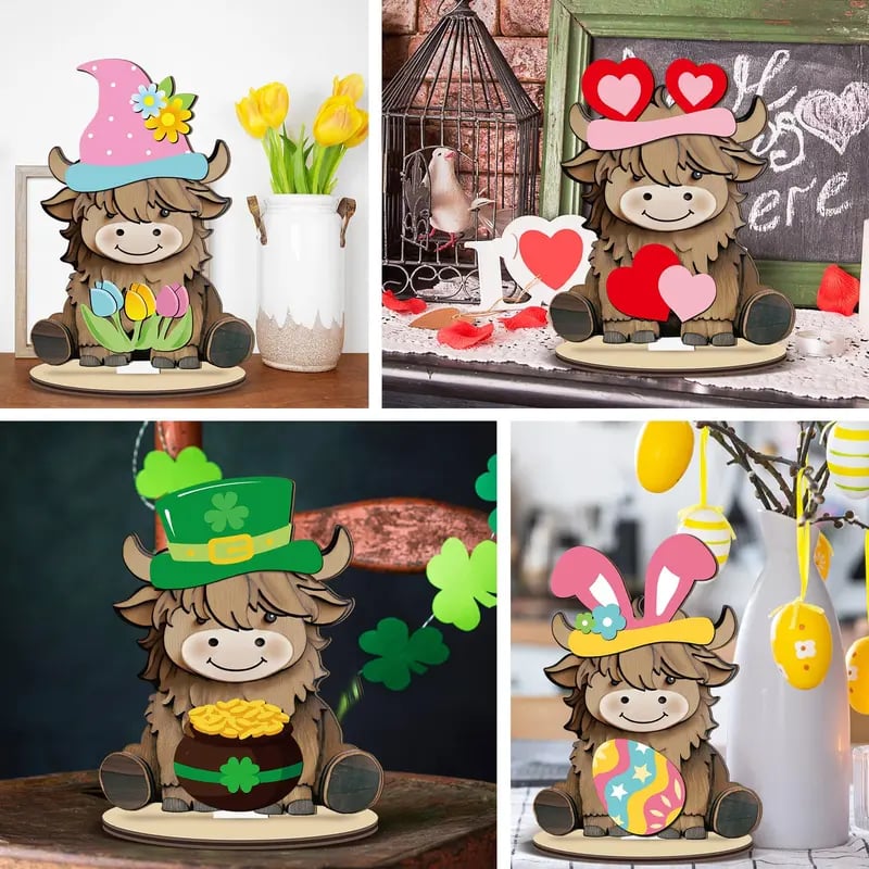 🐾Interchangeable Wooden Animal Decor✨