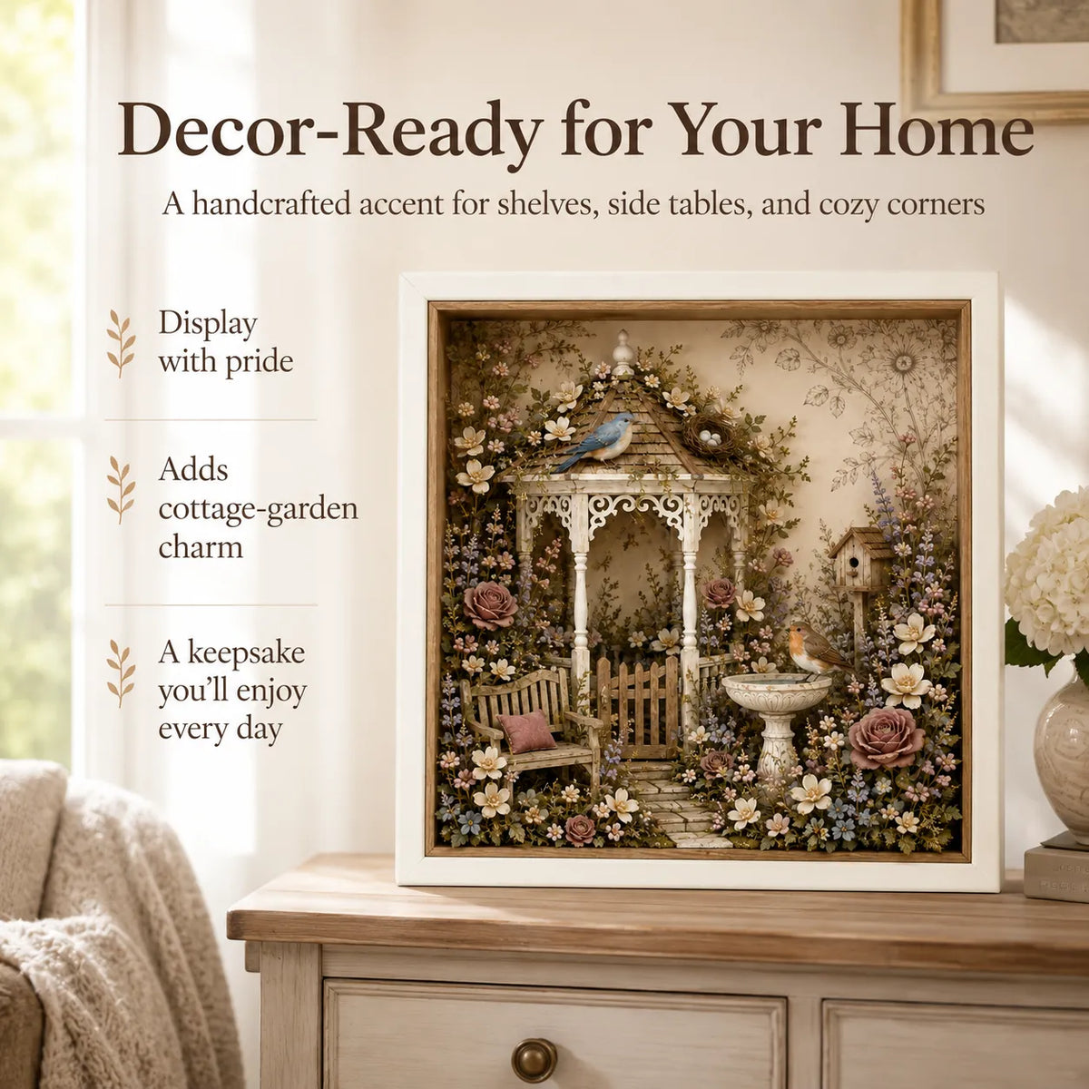 🌷DIY English Cottage Garden Shadow Box Kit  Flat acrylic version