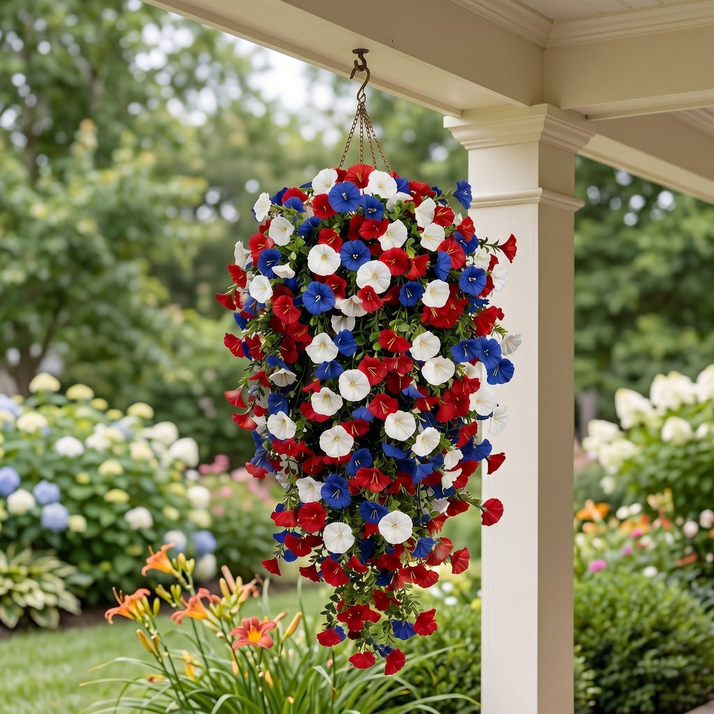 Red, White & Blue Artificial Morning Glory Hanging Vines