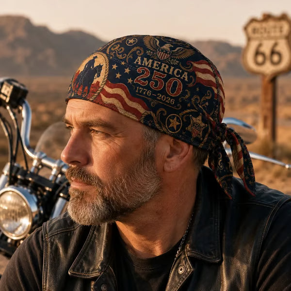 🔥LIMITED AMERICA 250 DESIGN — Cycling Pirate Hat / Biker Headwrap