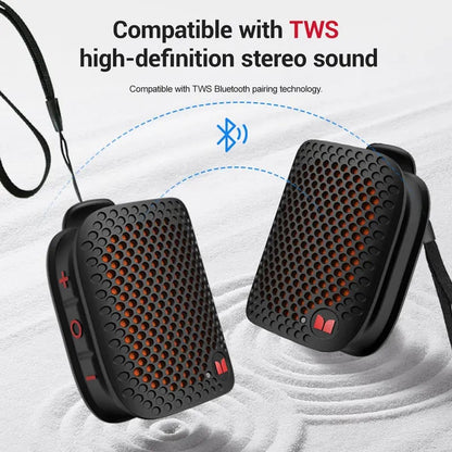 Clip-On Bluetooth Speaker – IPX7 Waterproof, 12-Hr Battery, TWS Stereo | 80g Ultra-Light
