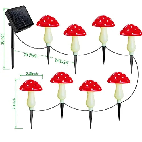 🍄Adorable Fairy Tale Red Mushroom Solar Lights - Ideal for Enchanting Garden Decor & Whimsical Night Atmosphere