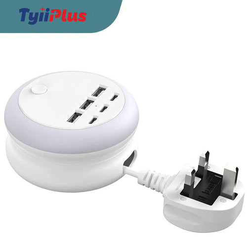 Ultimate 7-in-1 Retractable USB Charging Station with 8-Color Mood Lighting