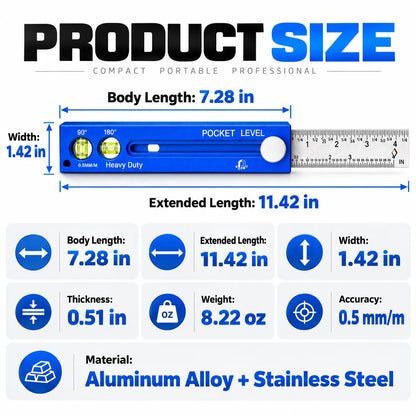 📏✨ Multifunction Measuring Gauge & Level — Measure, Align & Mark with Precision!