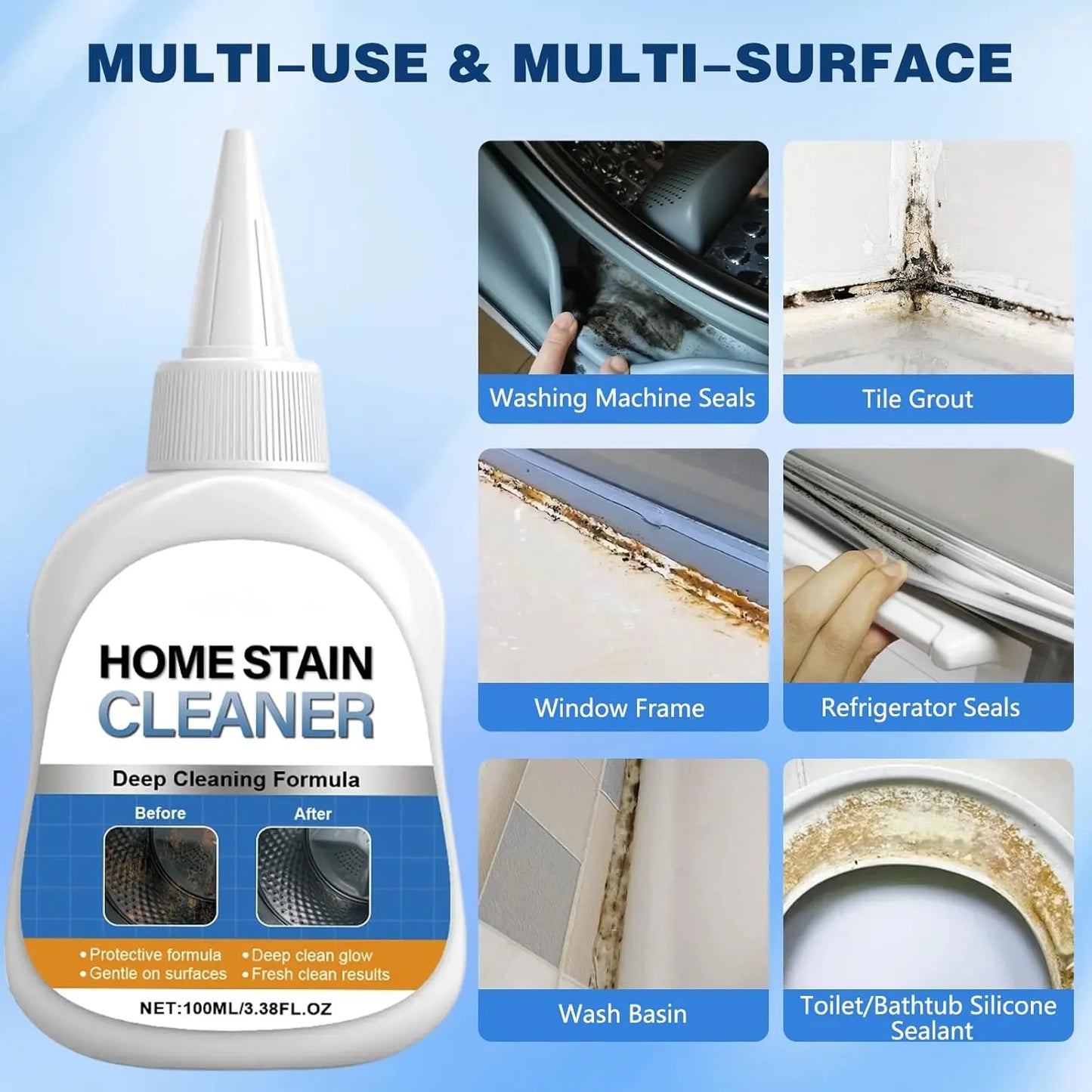 Miracle Mold Remover Gel + Scrub Brush | Best for Shower Caulk
