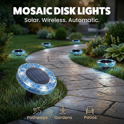 🚀Gift for Father's Day✨Solar Outdoor Mosaic Disc Lights (4-Pack)