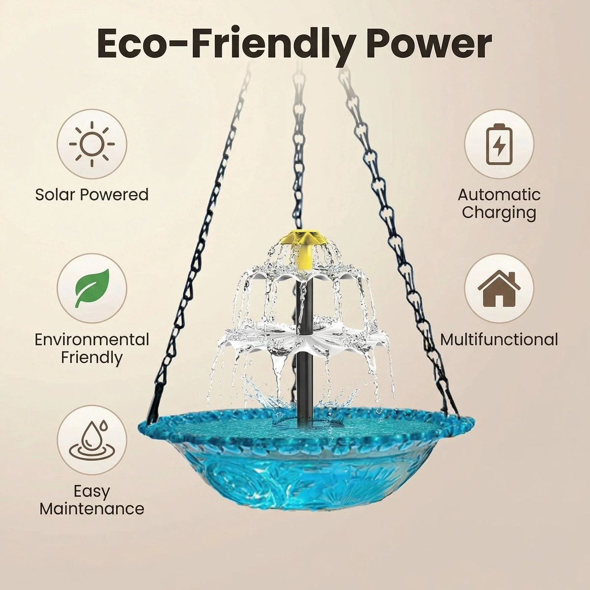 🔥46% Off--Solar Cascade Hanging Bird Bath Fountain🎁Buy 2 Free Shipping