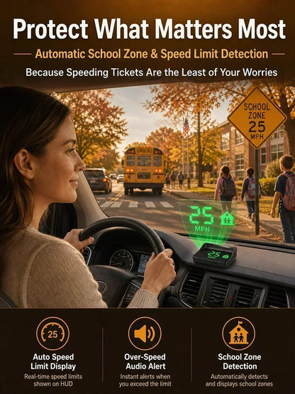 🚗 50% Off Now! Head-Up Display (HUD) GPS Digital Speedometer – Features traffic light countdown and speed camera alerts; a universal driving safety system to help you avoid city traffic fines.