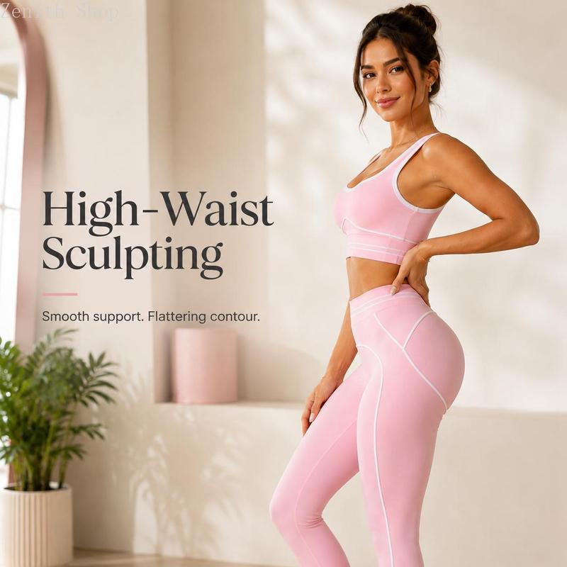 PINK SCULPTING WORKOUT SET | High-Waist Leggings &amp; Sports Bra