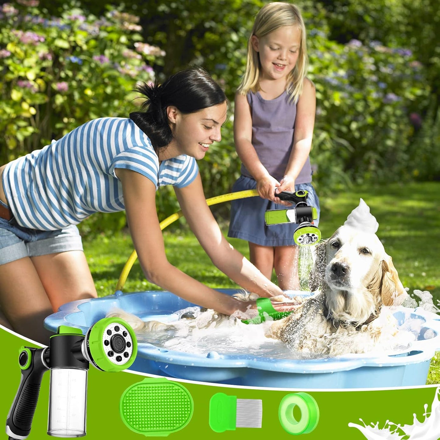✨🔥Pup Jet Dog Wash Hose Nozzle Foam Dog Horse Sprayer Wash Hose Attachment Soap Dispenser Sprayer Dog Bathing Sprayer