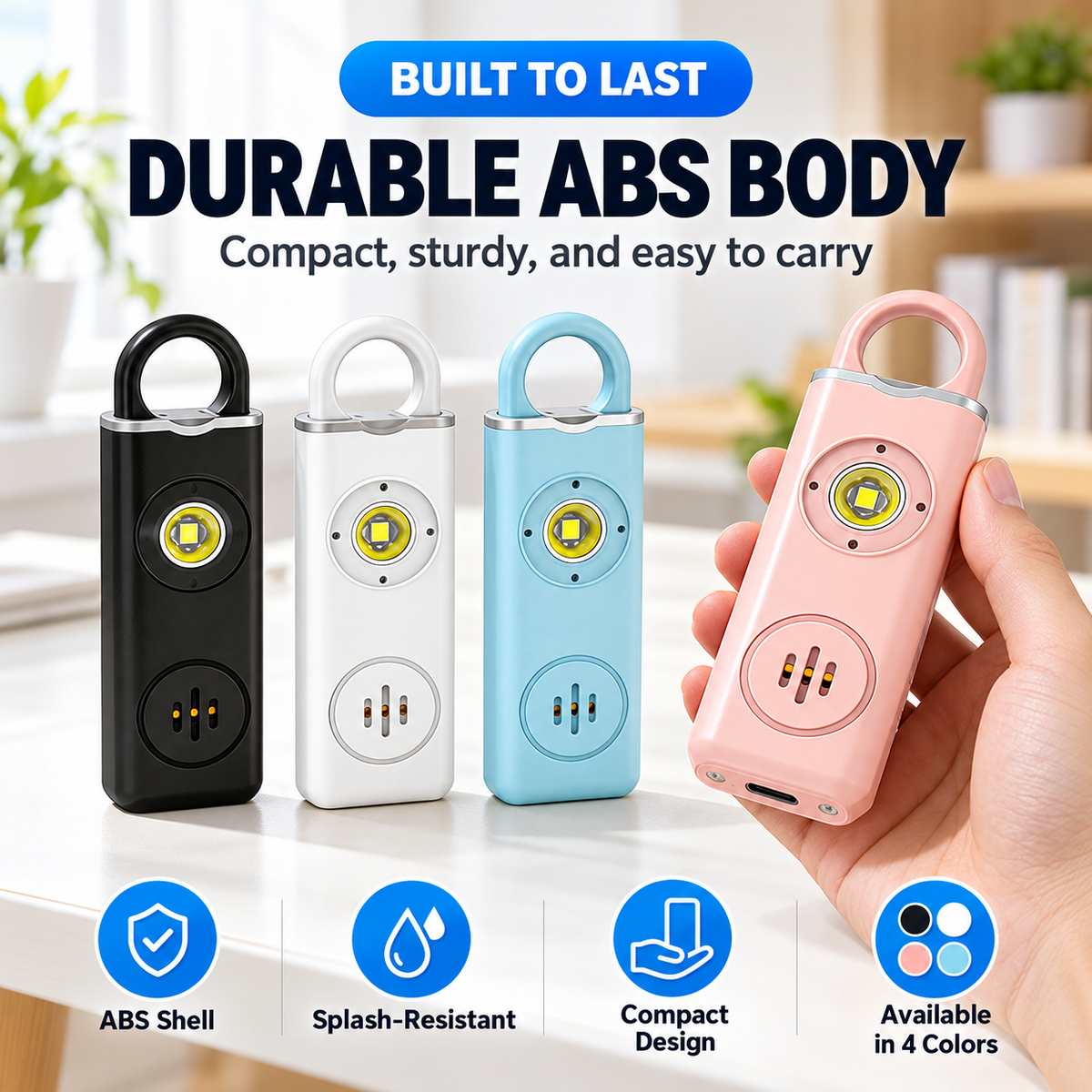 🚨 130dB Personal Safety Alarm 🔦 Rechargeable LED Emergency Alarm Keychain