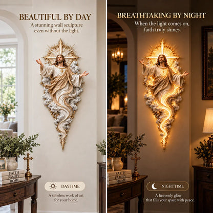 ✝️ Light of the World Jesus Wall Sculpture – A Radiant Symbol of Faith for the Home