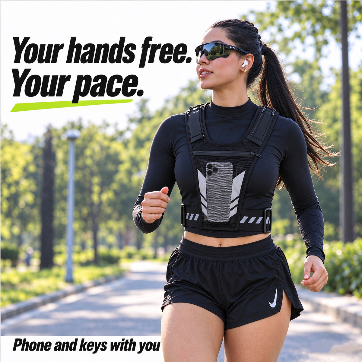 Hands-free reflective running vest