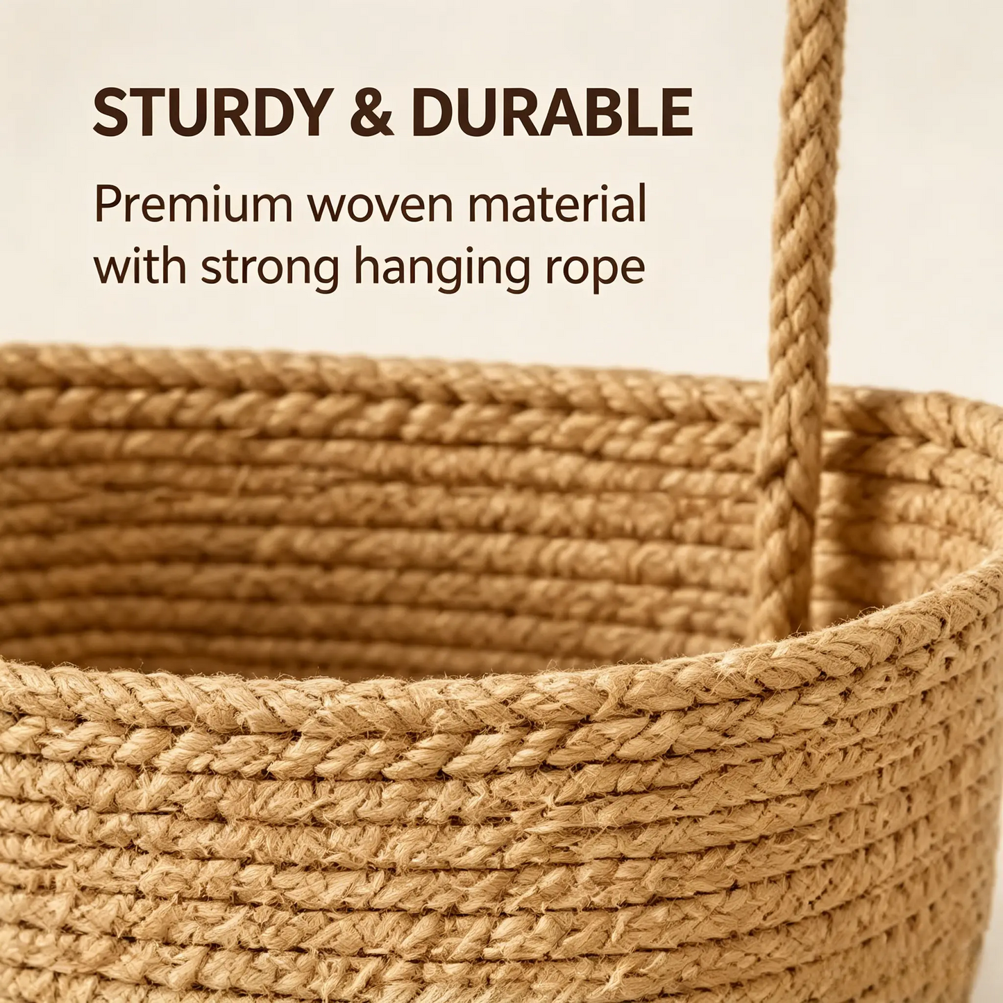 Woven cotton 3-Tier Over the Door Basket, Wall-Mounted Jute Bathroom Storage Organizer – Decorative Nursery Baskets