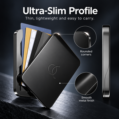 🧲 Magnetic Slim Metal Wallet ⚡ Quick Card Access & MagSafe Snap-On Card Holder
