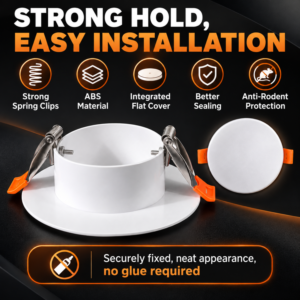 🏠 Universal Wall Hole Cover 🐭 No-Glue Spring-Clip Sealing Cap for AC & Pipe Openings (Fits 50–220mm)