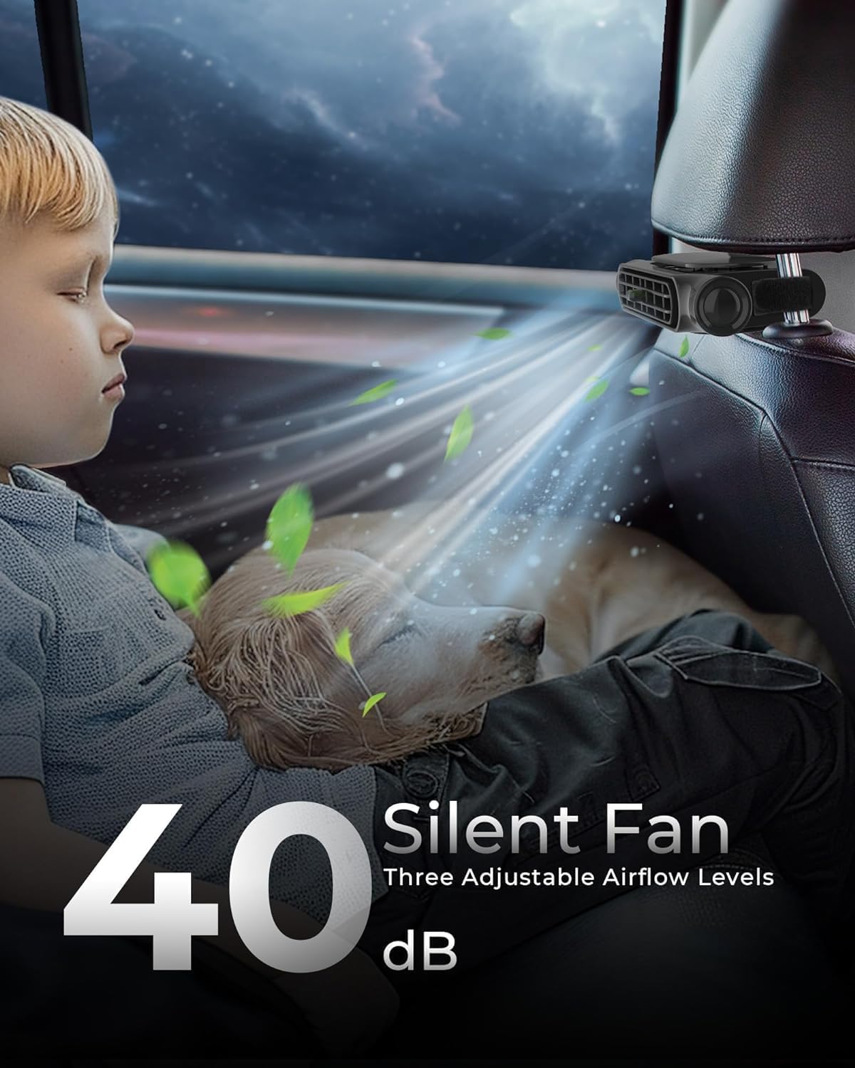 Car Fan for Driver and Passenger's Seat - Mini Portable USB Backseat Cooling Fan