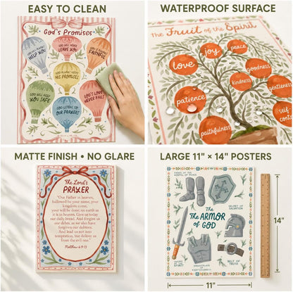 Bible Posters, 15pc, Hand Drawn, 14x11 inch, Laminated