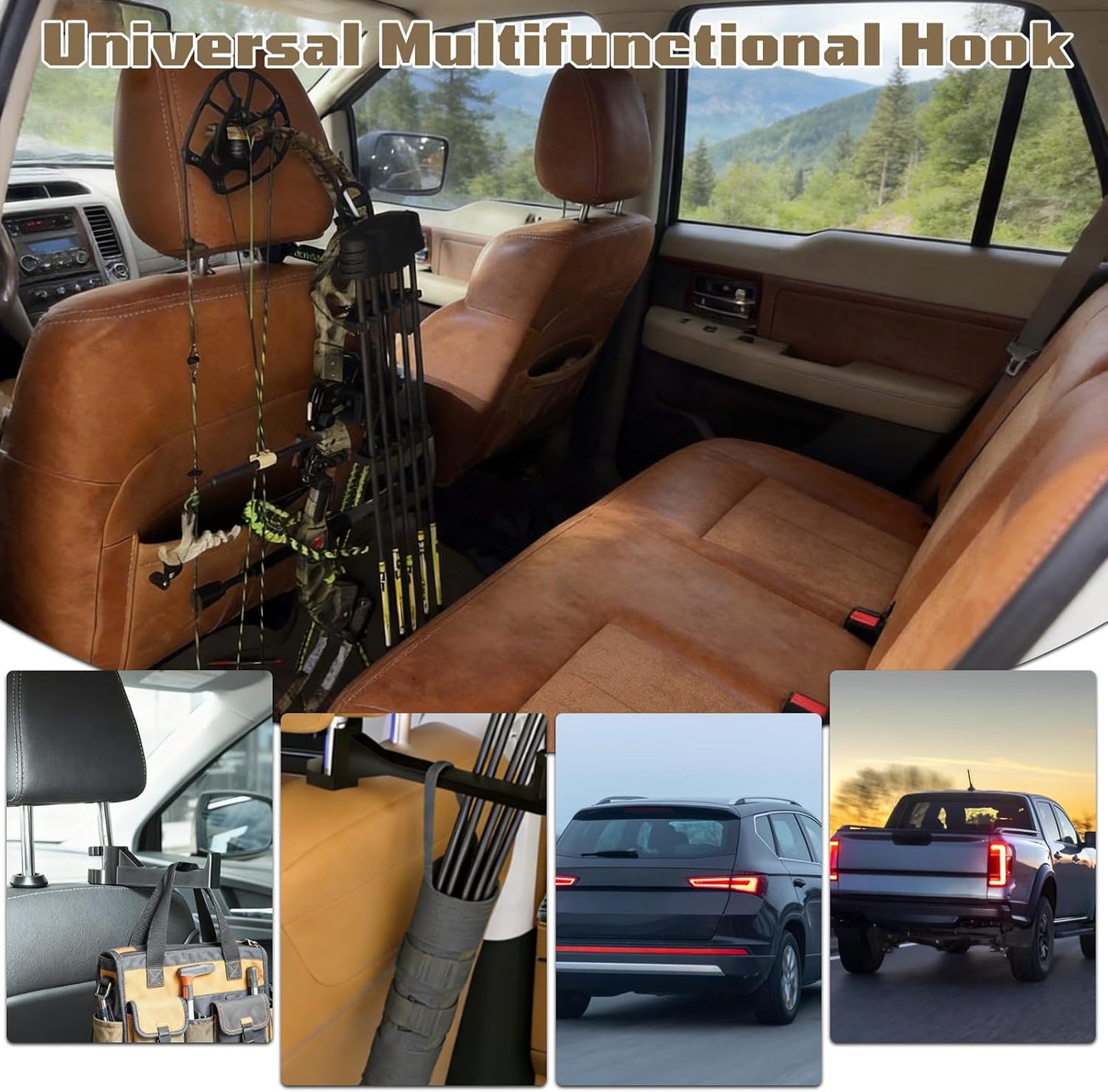 Universal Car Headrest Compound Bow Holder Hook