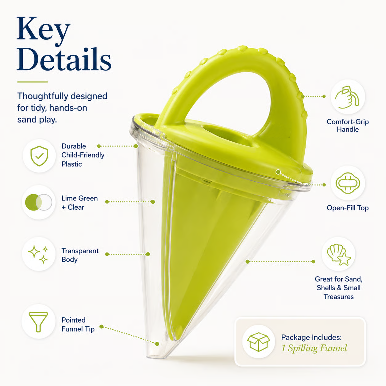 🏖️ Kids Beach Sand Funnel Toy – Transparent Sand Scoop & Shell Collector for Outdoor Summer Play