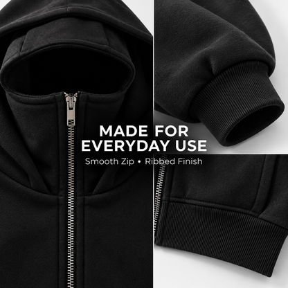 Full Zip Face Mask Hoodie - Premium Fleece Lined Hooded Sweatshirt, Trendy Y2K Streetwear Jacket for Spring & Fall 🧥