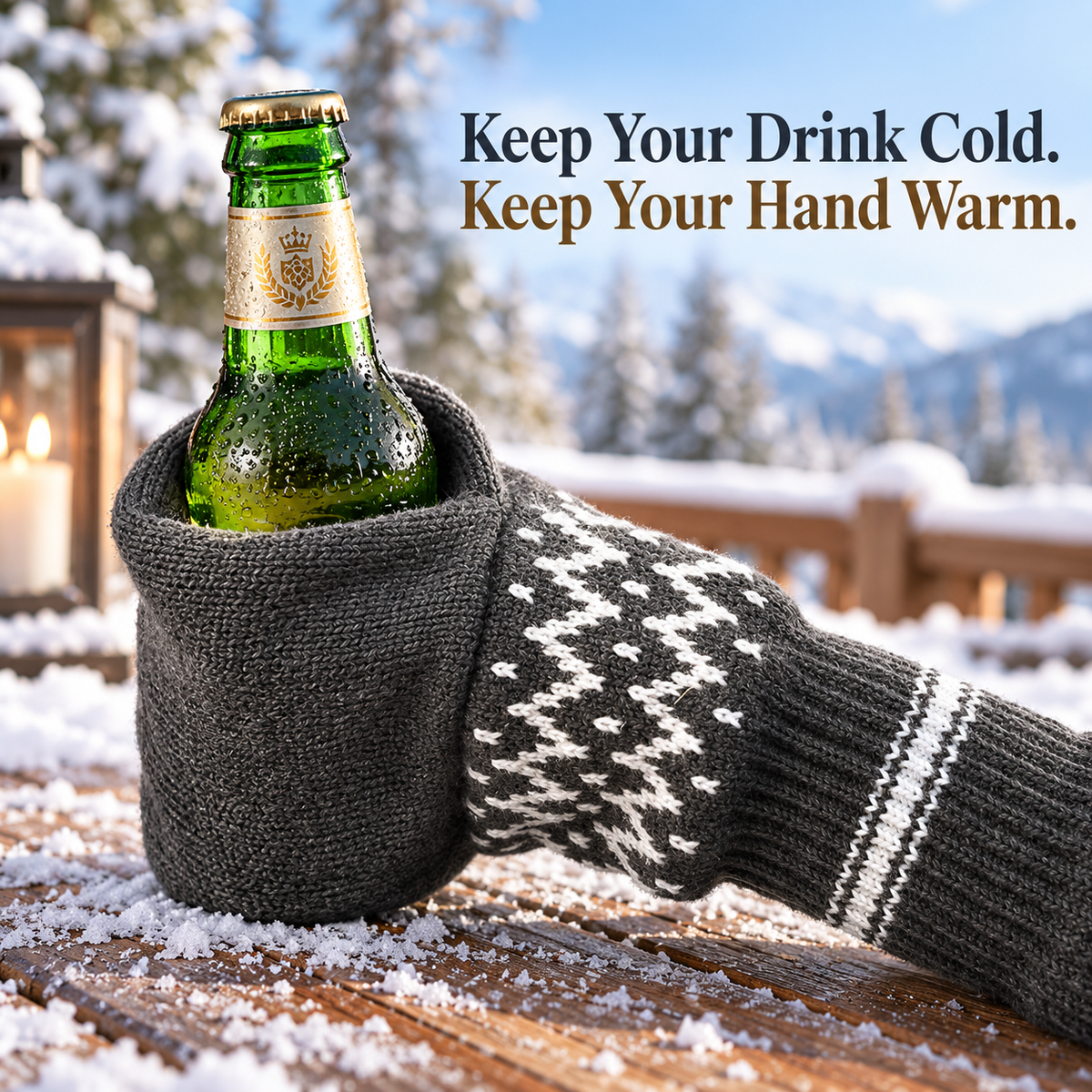❄️ Nordic Knit Beer Mitten 🍺 Universal Thermal Beverage Glove for Beer Bottles & Cans