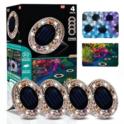 ✨Solar Outdoor Mosaic Disk Lights, Waterproof Pathway LED Light