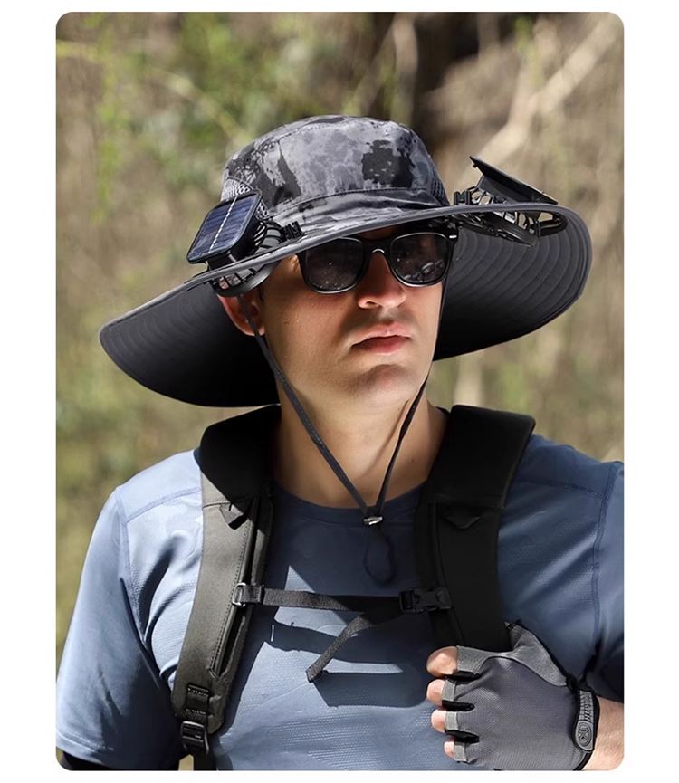 🔥Premium Solar Fan Wide Brim Hat❄️ Instant Cooling& Full UV Protection🏕️ Perfect for Fishing, Hiking & Gardening