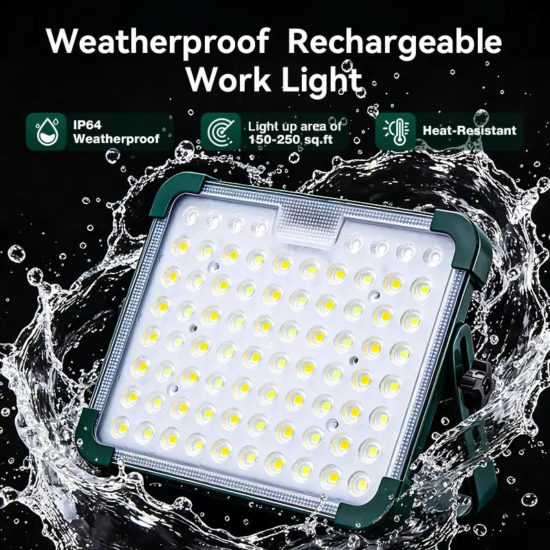 10000LM Solar Camping Light with Side Flashlight, 6 Lighting Modes, 4800mAh Rechargeable LED Work Light & Emergency Power Bank for Camping, Power Outages, Garage