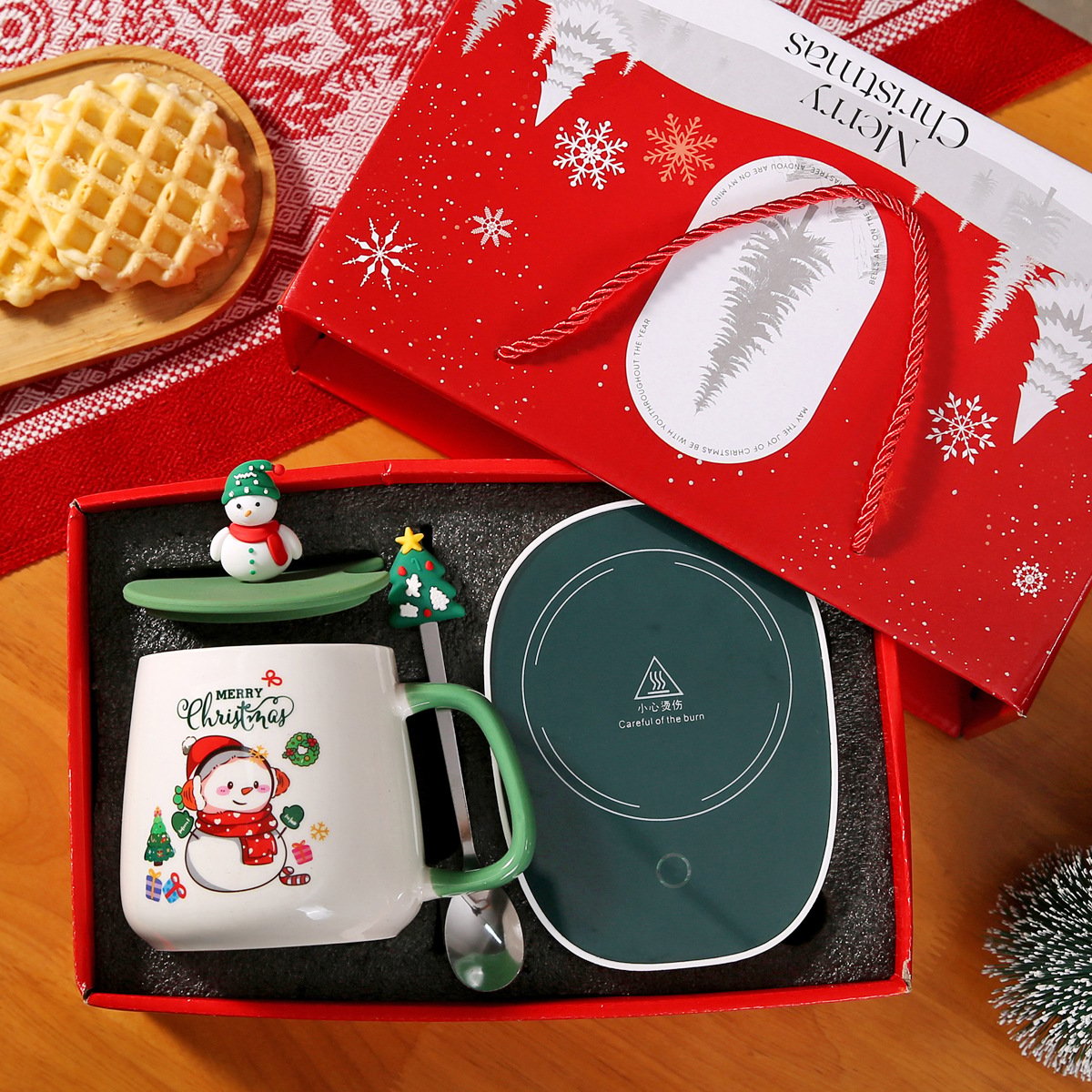 ✨🎅Christmas Ceramic Coffee Mug Gift Set with Cup Warmer