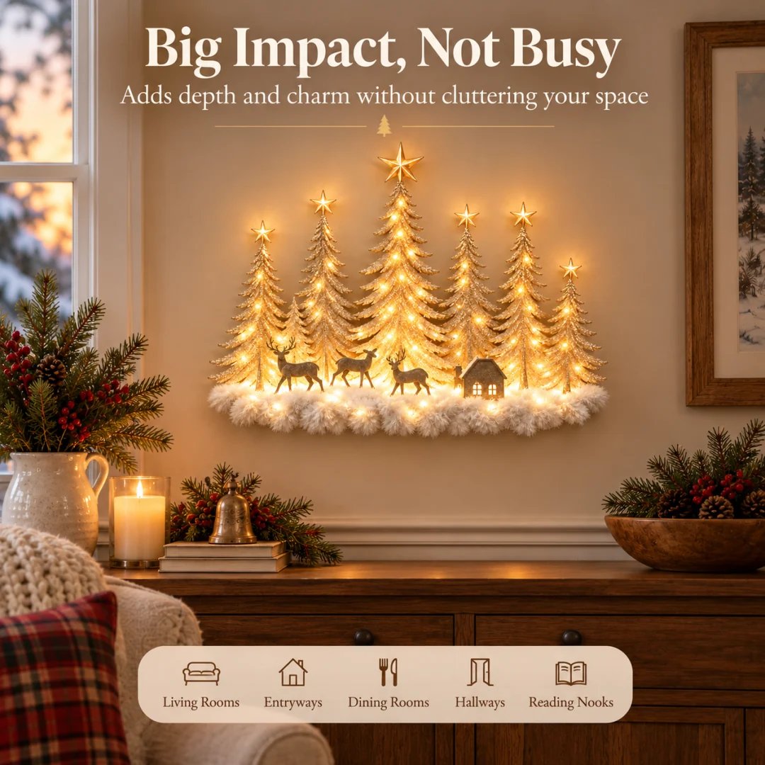 🔥Buy 2 Get 20% OFF🎄Lighted Christmas Woodland Forest Wall Decor