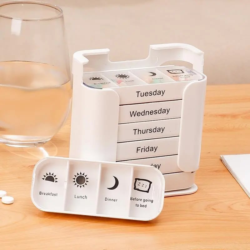 7-day Pill Storage Box, 1 Count Portable Large Capacity Pill Organizer, Daily Pill Storage Box