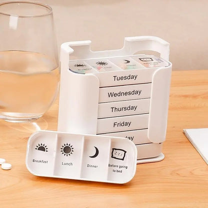 7-day Pill Storage Box, 1 Count Portable Large Capacity Pill Organizer, Daily Pill Storage Box