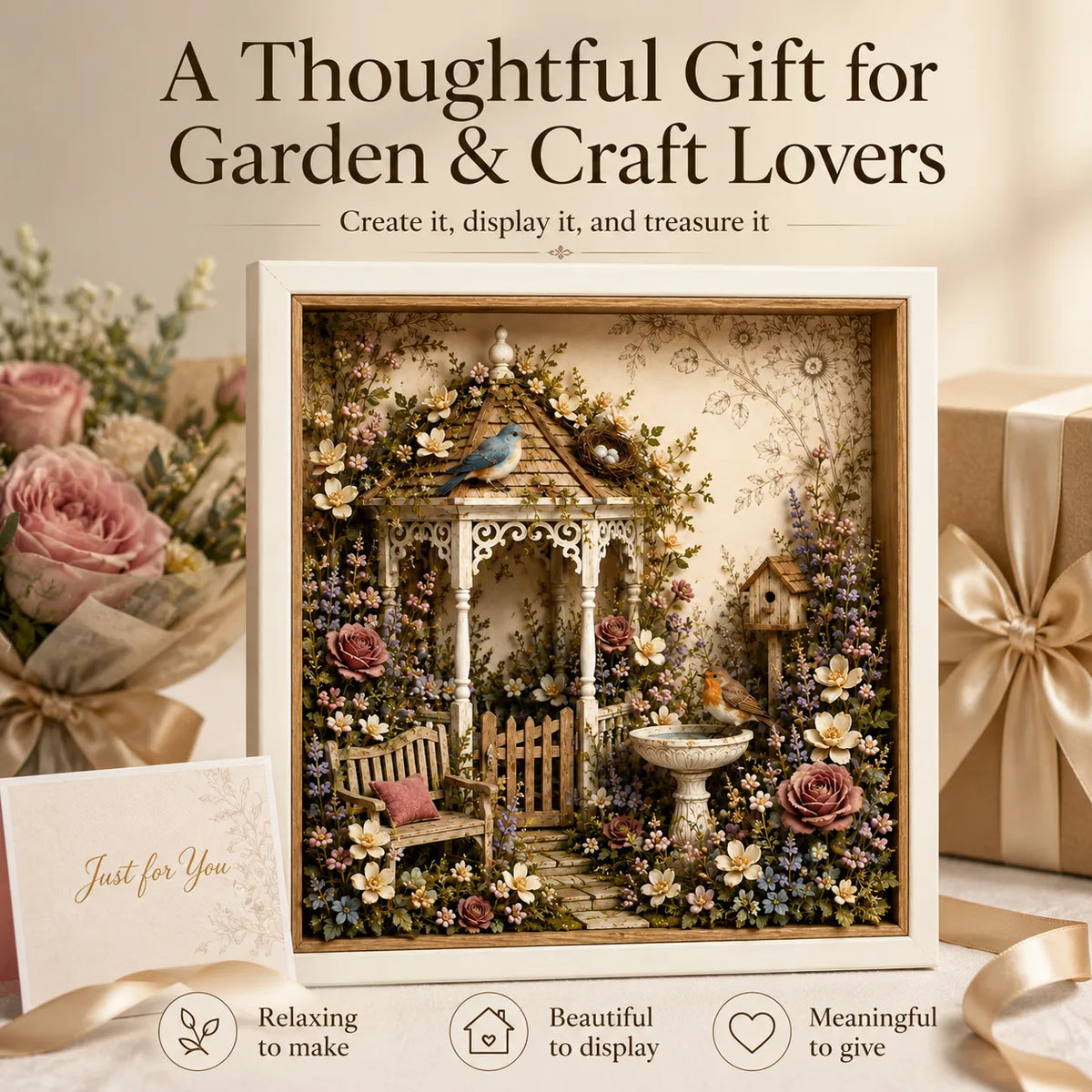 🌷DIY English Cottage Garden Shadow Box Kit  Flat acrylic version
