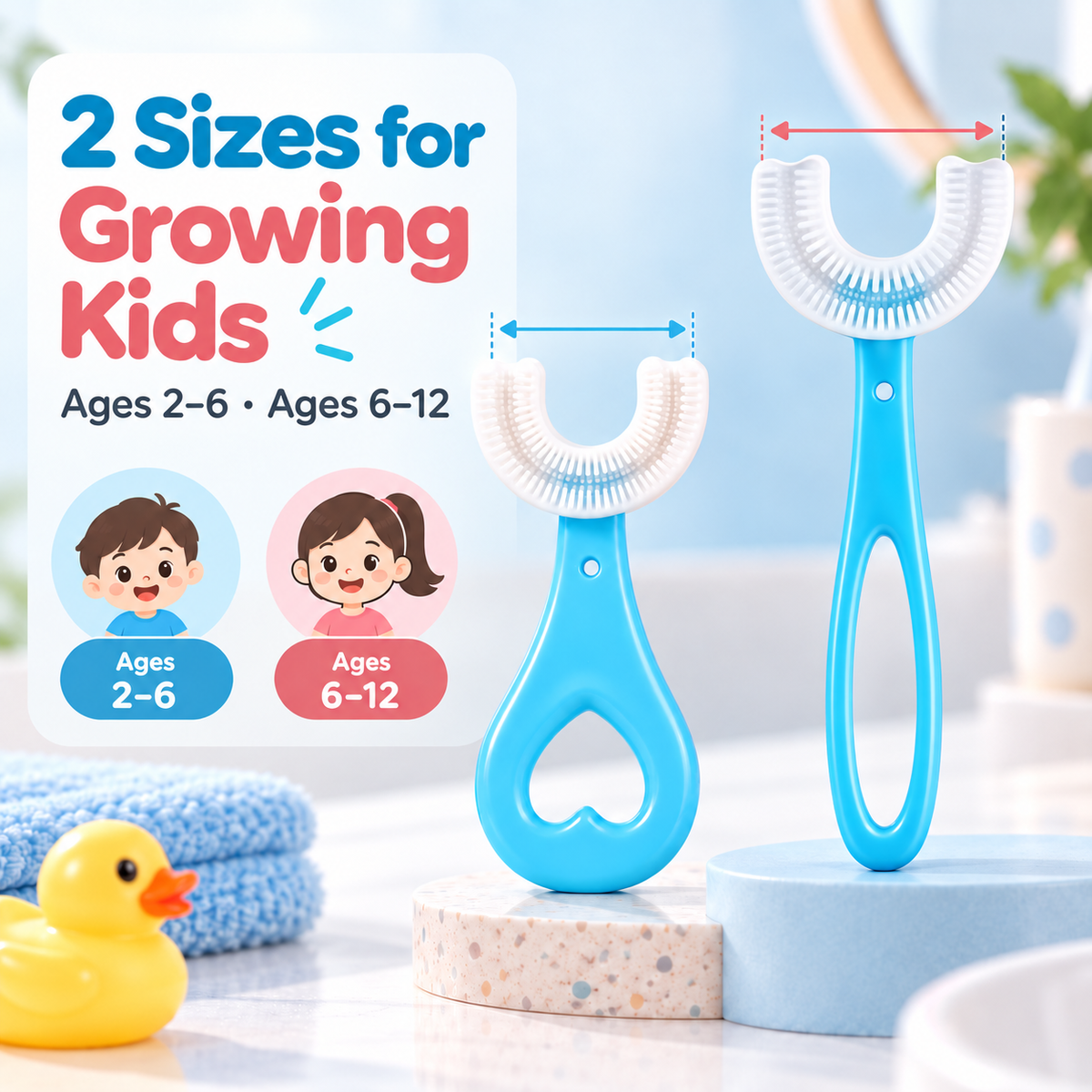 🦷 Kids 360° U-Shaped Oral Care Toothbrush – Gentle Silicone Training Brush ✨