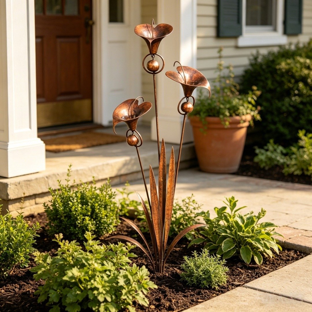 Copper Calla Lily Garden Chime Set – A Peaceful Touch for Flower Lovers 🌿🔔